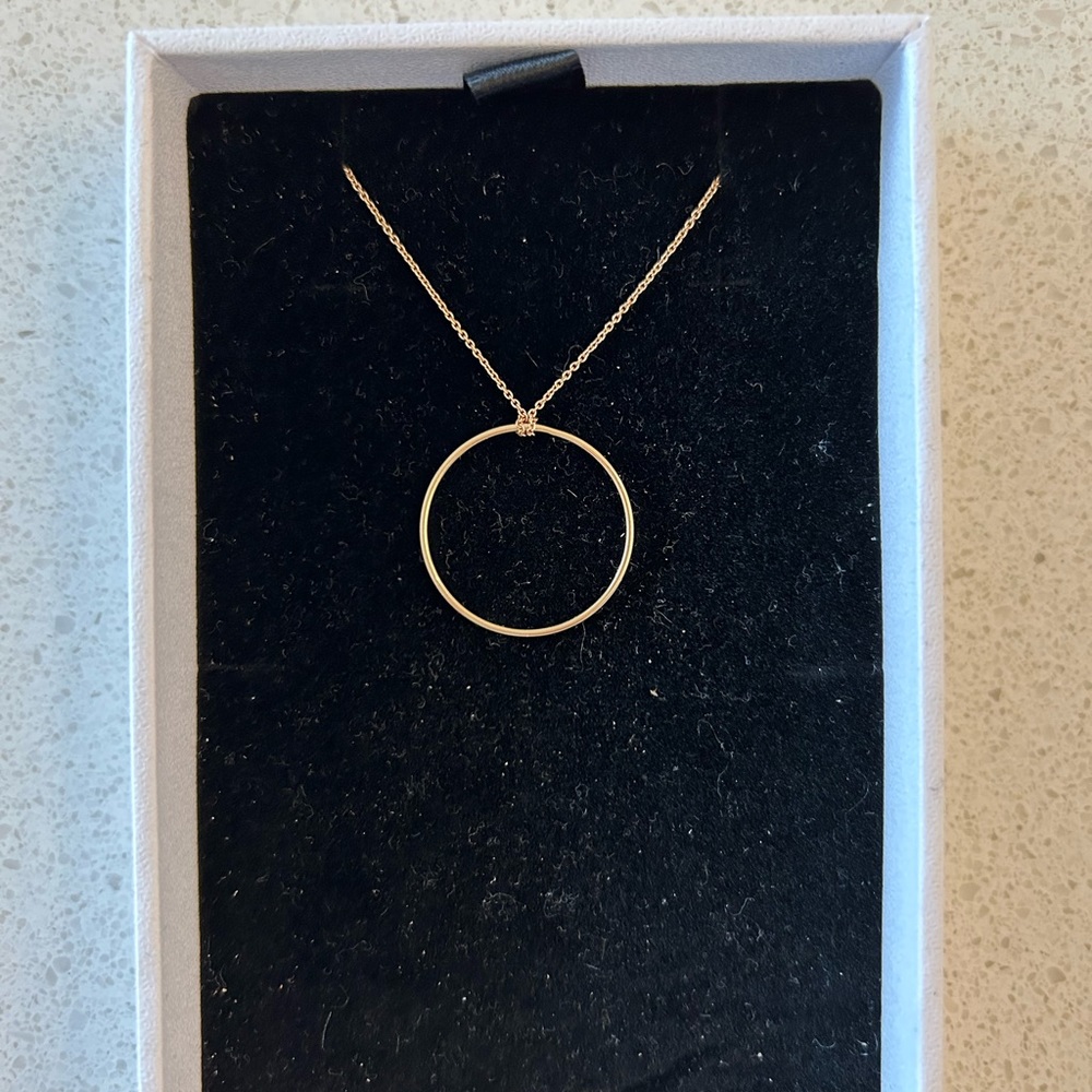 Ginette NY 18K Gold circle pendant - 16-17” Adjustable Chain - New Condition